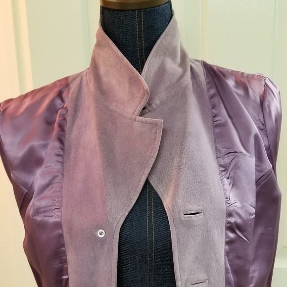 ✅#55C Pre-owned Classiques Entier mauve suede coat S - Picture 9 of 15